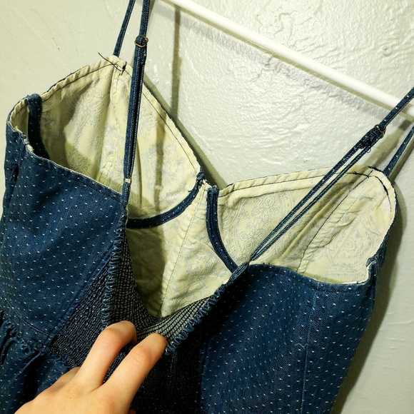 Free People blue polka dot mini dress - Picture 6 of 7